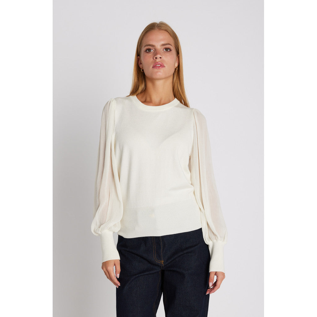 Rue De Femme - Katrica Strik Bluse i Offwhite