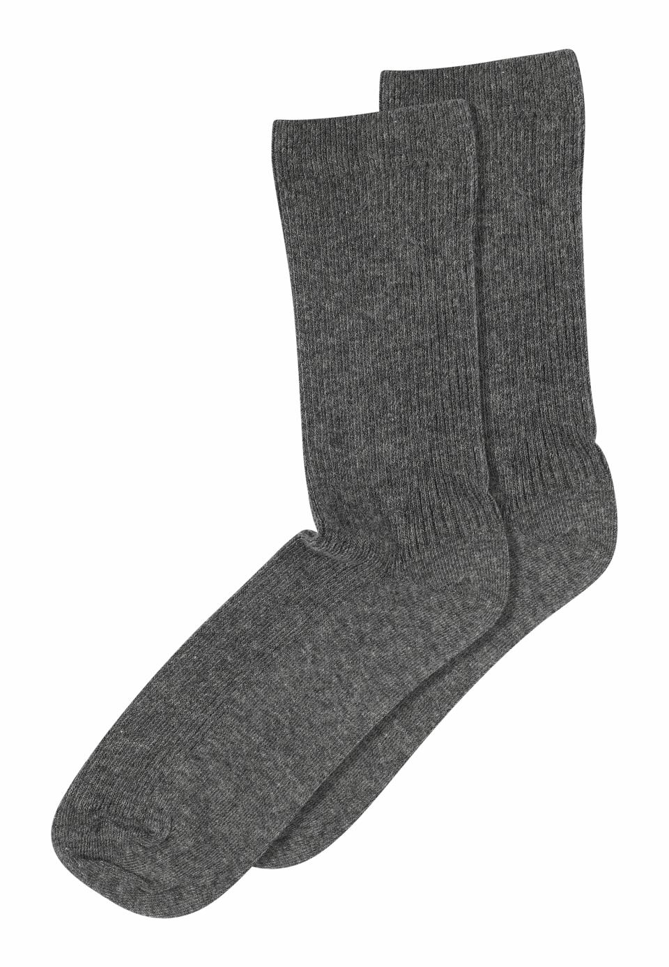 Fine Cotton Rib Socks, Grey, Strømper fra MP Denmark
