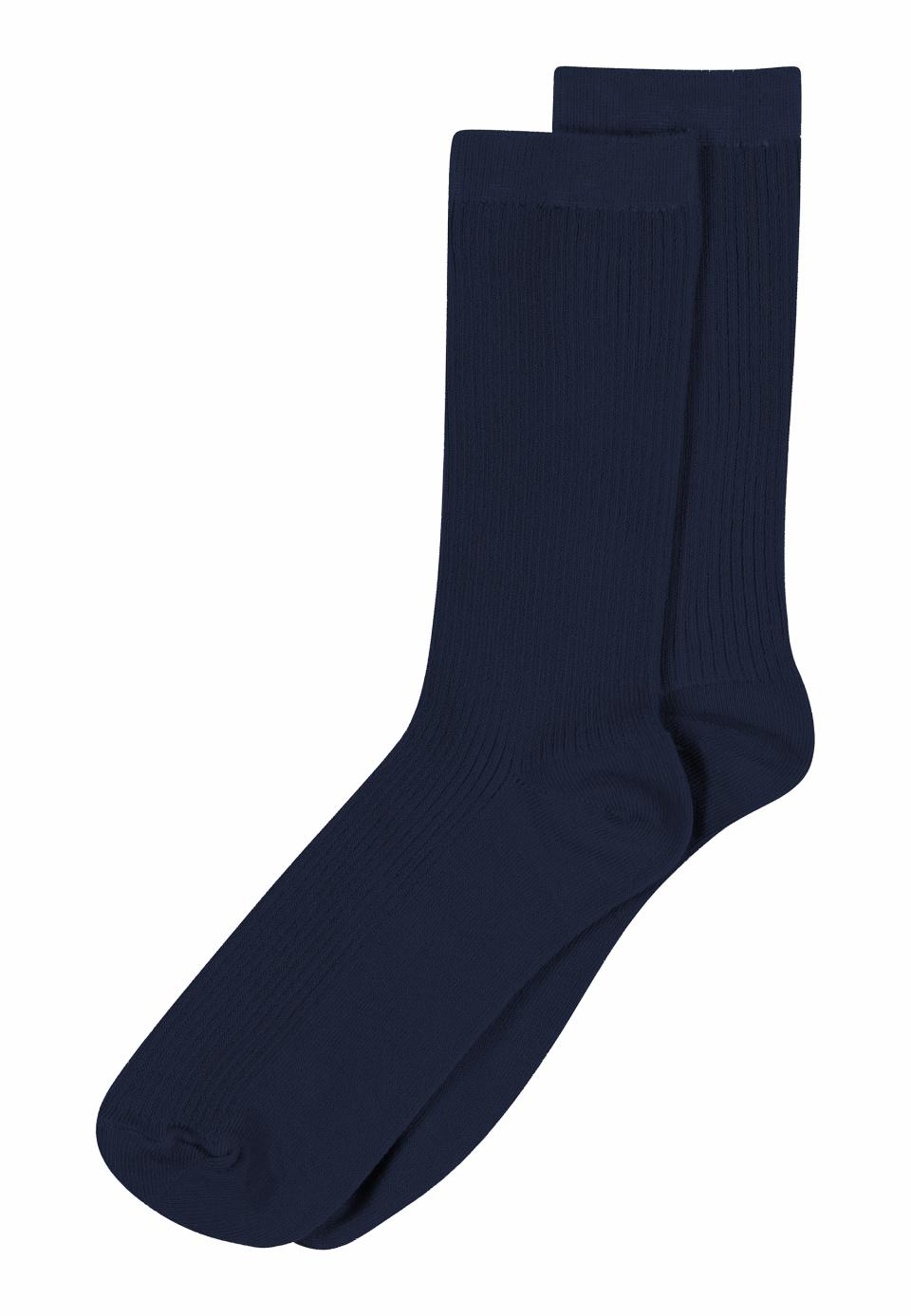 Fine Cotton Rib Socks, Navy, Strømper fra MP Denmark