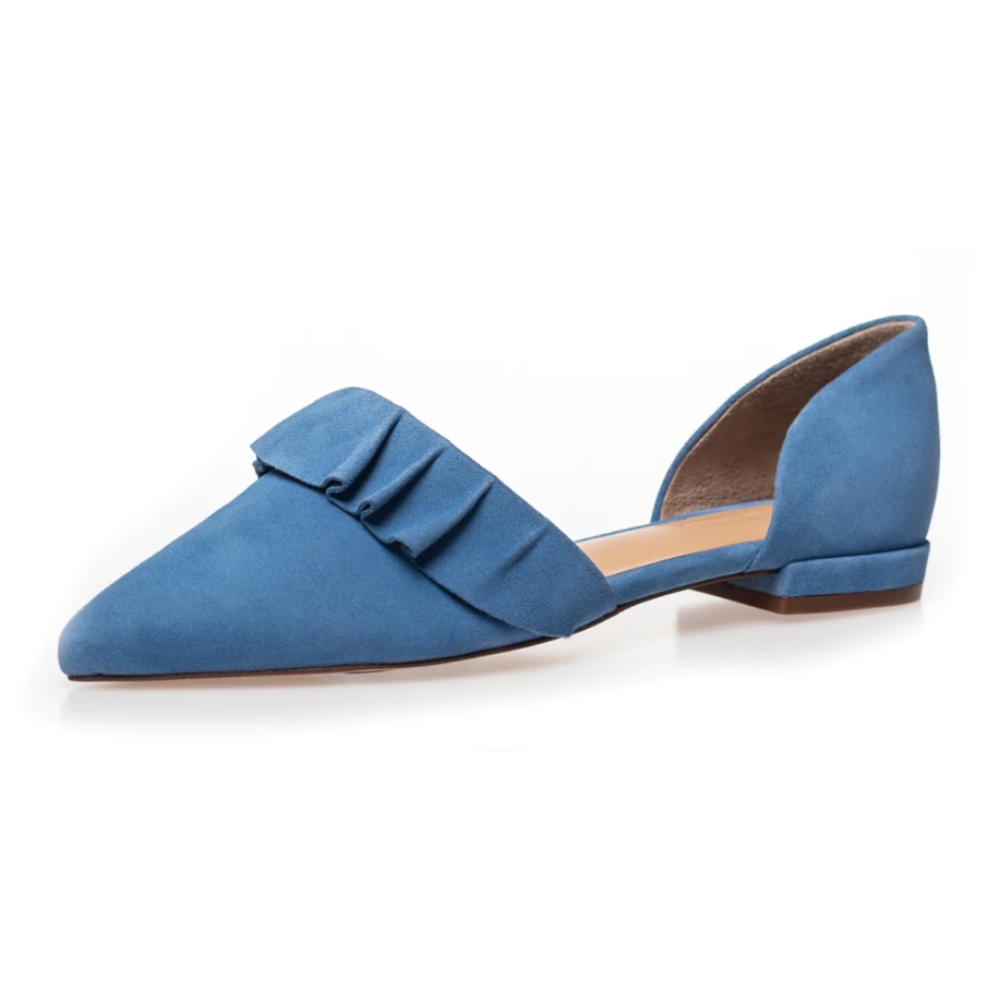 Copehagen shoes ballerina sko, blå, forfra skrå. 
