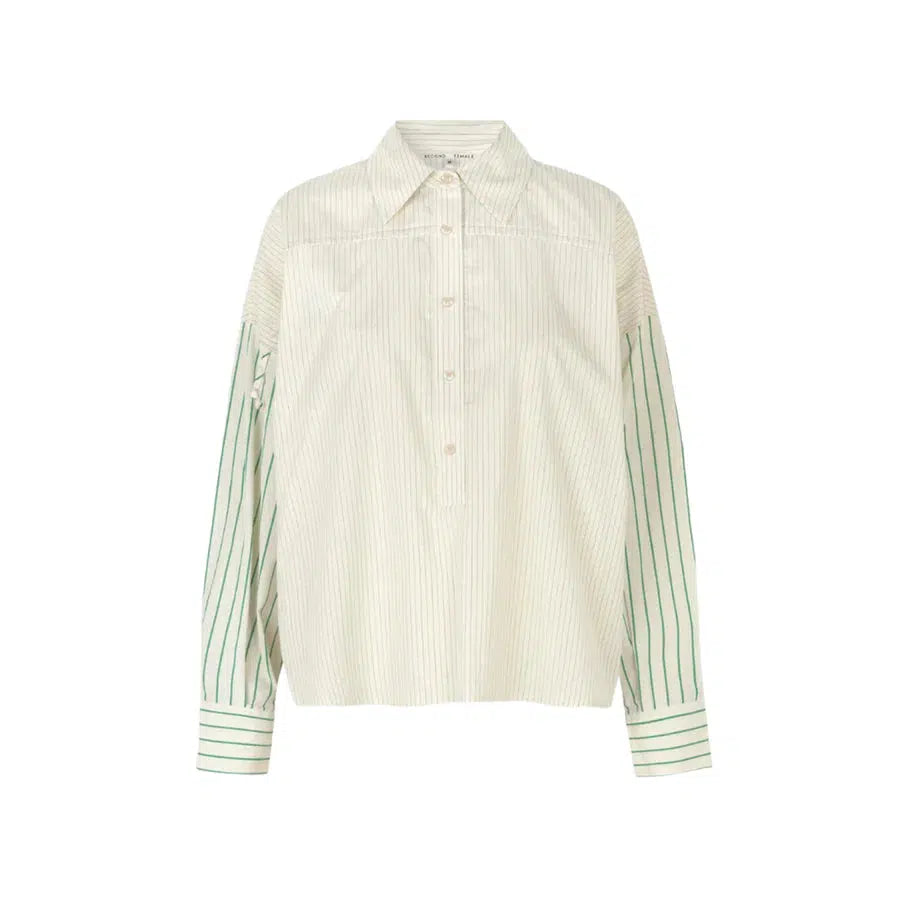 Clio Blouse, Green Tambourine, Bluse fra Second Female-wüpp