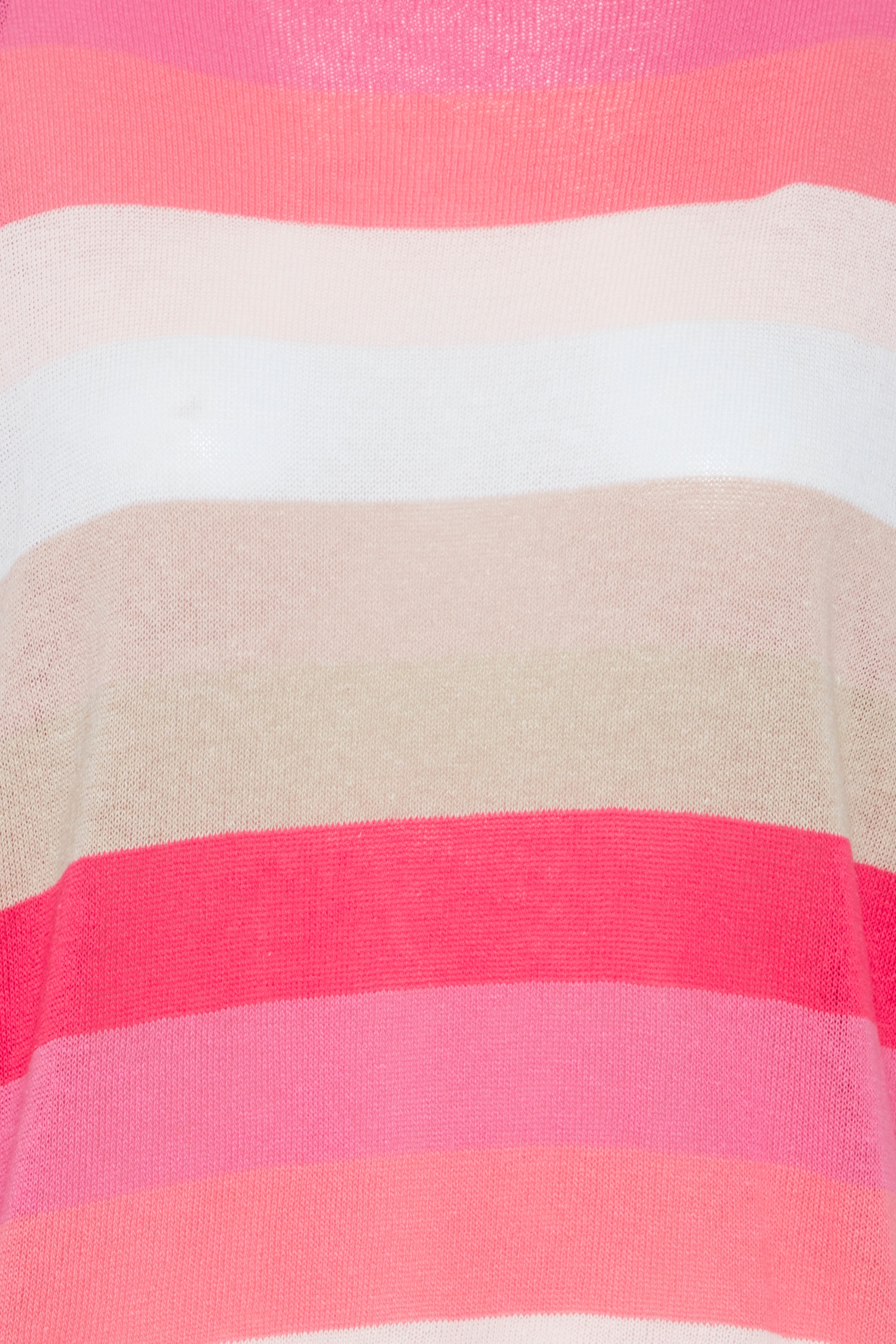 Stribet strik bluse fra Sorbet, pink, forfra nærbillede af striber