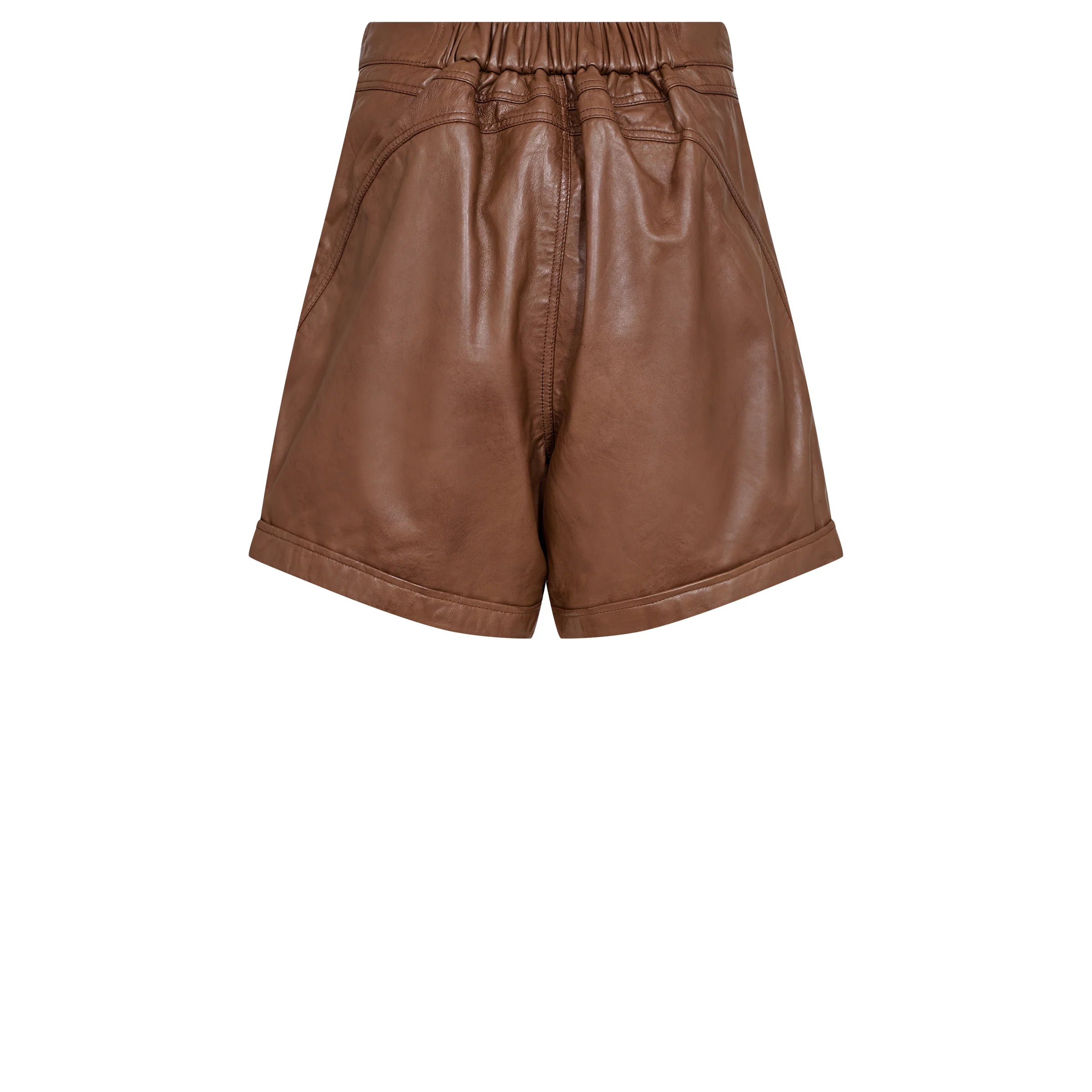 ThillaGO Leather Shorts, Cognac, Shorts fra Gossia