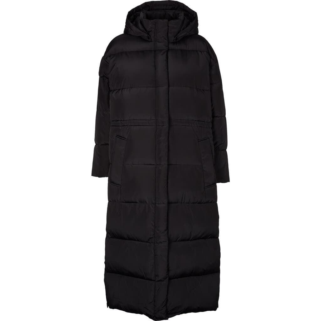Dagmar Coat Black, Lang vinterjakke fra Basic Apparel-wüpp