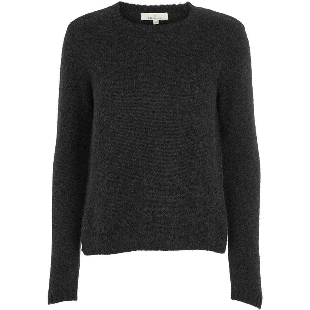 Marnie LS Sweater, Dark Grey, Strik fra Basic Apparel-wüpp